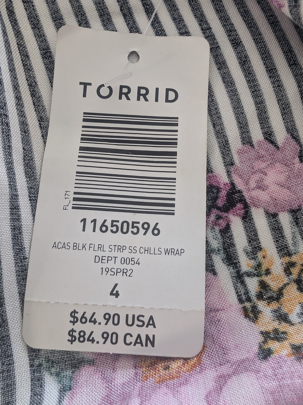 Torrid Black & White Striped Midi Dress with Pink Floral Accents Size 4X - Picture 5 of 9